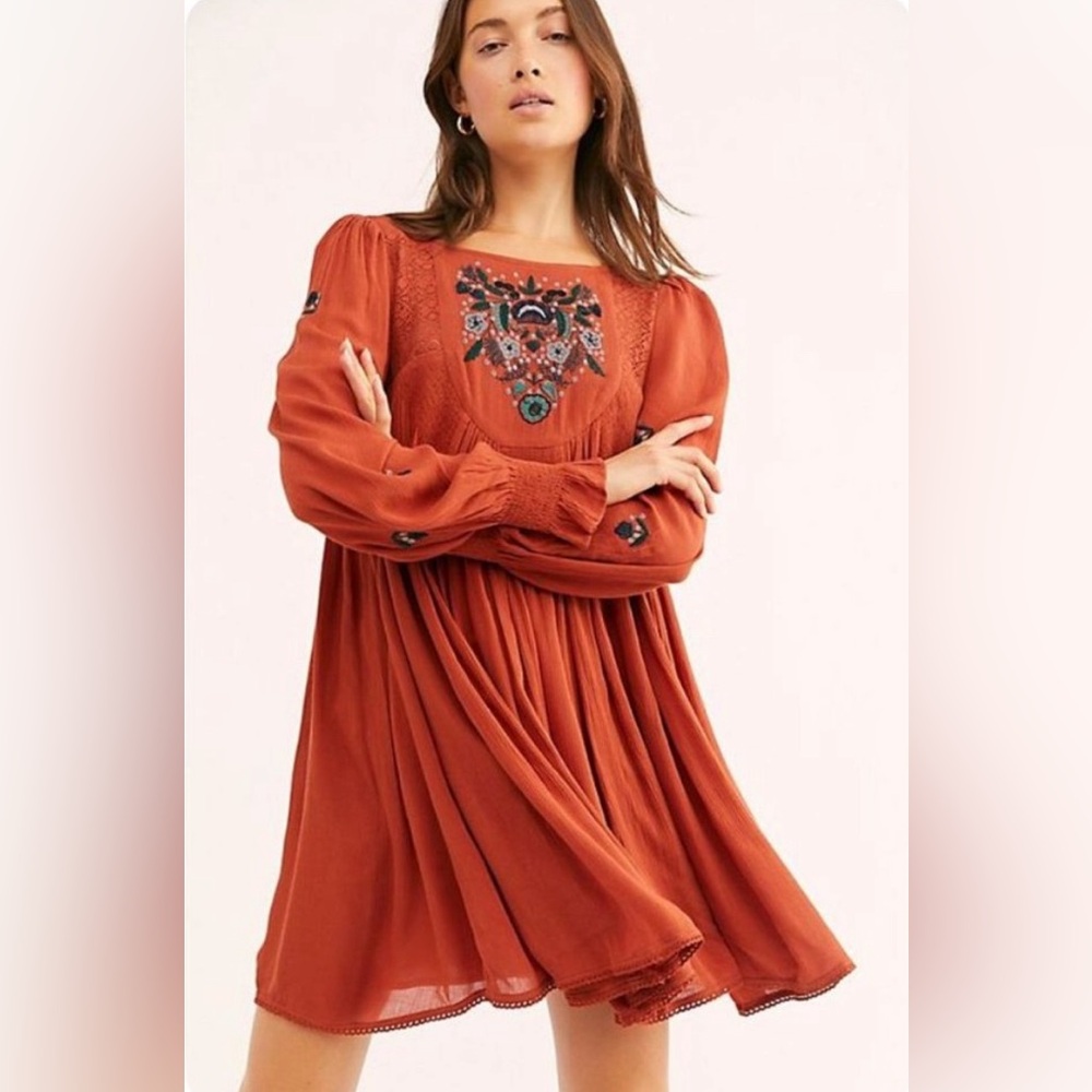 Free People Desert Dreams Embroidered Mini Dress
